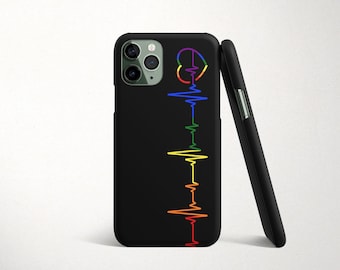 Rainbow Heartbeat Phone Case Apple iPhone 12 Pro Max 11 Samsung Galaxy S21 S20 Ultra S10 Plus Google Pixel LGBTQ Gay Pride Gift for Partner