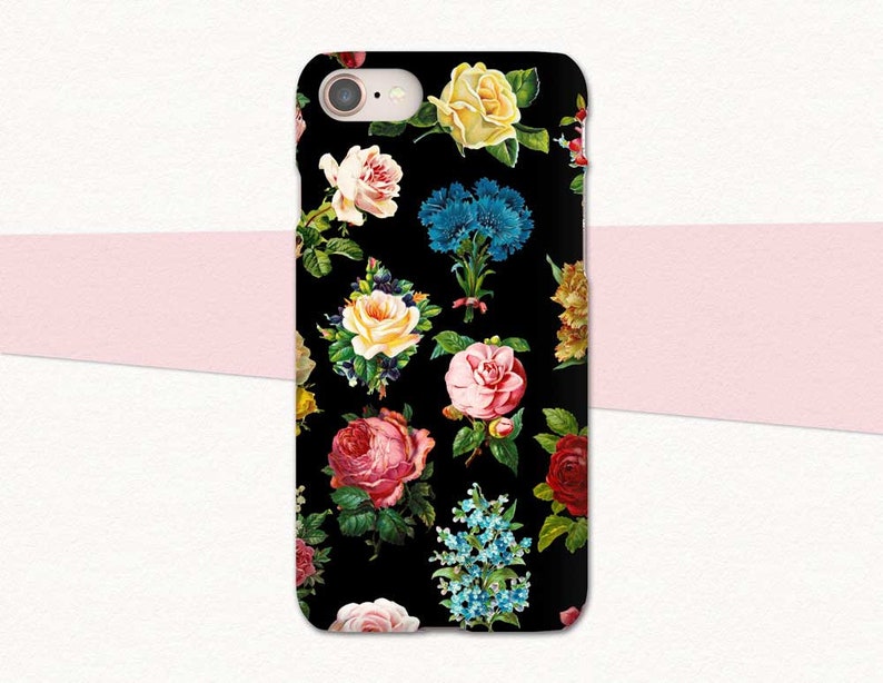 Vintage Flower Phone Case Black Flower iPhone Case Floral Etsy