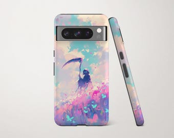 Pastel Grim Reaper Phone Case for Google Pixel 10 Pro XL 9 9a 8 7 6 5 Pink Goth Coquette Halloween