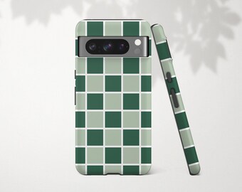 Green Checkerboard Phone Case for Google Pixel 10 9 Pro XL 8 7 6 Trendy Gift Accessory with Check Pattern