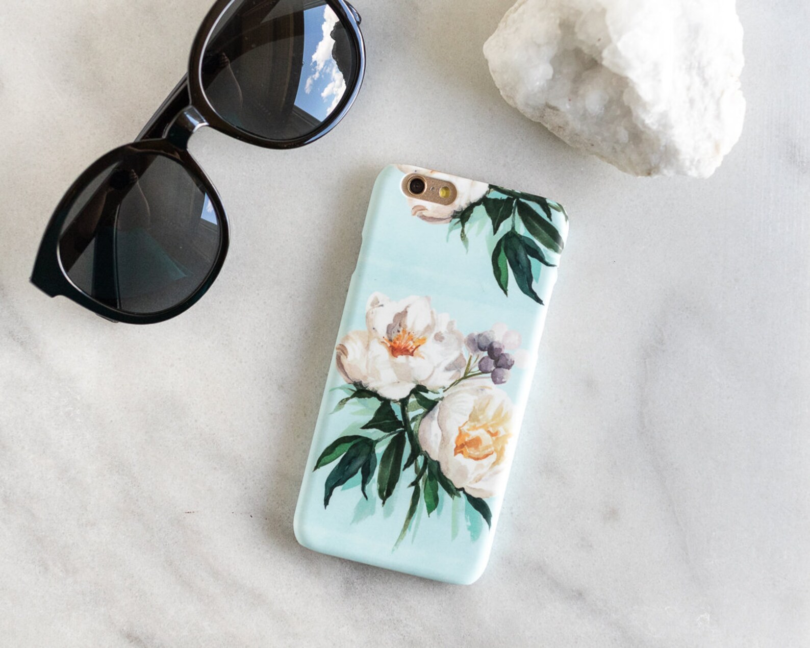 White Flower Phone Case Blue Floral Iphone Case Iphone 6 Etsy