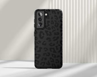 Black Leopard Print Phone Case: Samsung Galaxy S26 S25 S24 FE S23 Plus Ultra S22 S21 S20