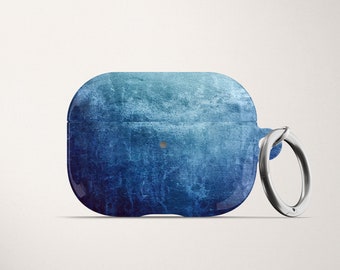 Blue Ombre AirPod Case Apple AirPods Pro Hard Cover with Keychain Blue Apple Air Pod Case Carabiner Gift for Boyfriend Him Guys Her