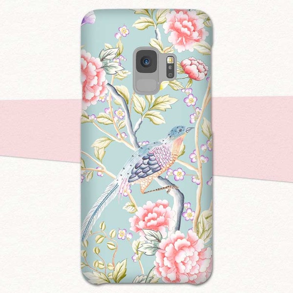 Floral Galaxy S10 Case Samsung Galaxy S20 Plus Case Bird S21 Phone Case Pink Flowers Pretty Galaxy S9 Case for S9 Galaxy S8 Note 10 S7