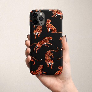 Cheetah Print Google Pixel Phone Case 10 9 XL 9a 8 Pro 7 6 Leopard Print Black Orange Gift for Animal Lover Fun Summer Phone Case image 2