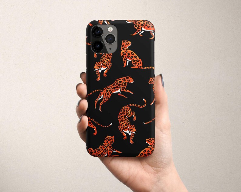 Cheetah Print Google Pixel Phone Case 10 9 XL 9a 8 Pro 7 6 Leopard Print Black Orange Gift for Animal Lover Fun Summer Phone Case image 2