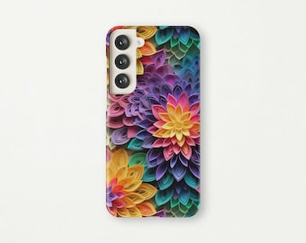 Colorful 3D Illusion Flower Phone Case for Samsung Galaxy S24 Ultra S23 Plus S22 S21 S20 FE S10 Note 20 10 9 A51 5G A71 Cut Paper Art Design