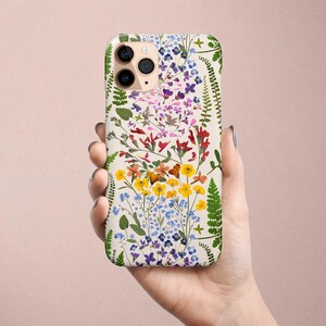 Floral Phone Case Pressed Flower iPhone 12 Case Rainbow Flowers Phone Cover 11 Pro Max iPhone XR Case for iPhone 8 Gift for Girlfriend Her image 2