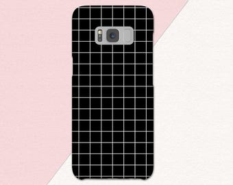 Black and White Grid Phone Case for Samsung Galaxy S25 S24 FE S23 Plus Ultra S22 S21 S20 Minimal Pattern