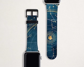 Teal Zodiac Apple Watch 4 Band 5 3 2 1 Apple Watch Strap 38mm 40mm 42mm 44mm Blue Green Vegan Leather Watch Band Women's iWatch Gift for Her