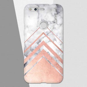 Rose Gold Google Pixel Case, Marble Pixel 2 Case, Marble Pixel XL Case, Pixel XL 2 Phone Case, Geometric Pixel Case, Rose Gold Marble Pixel image 3