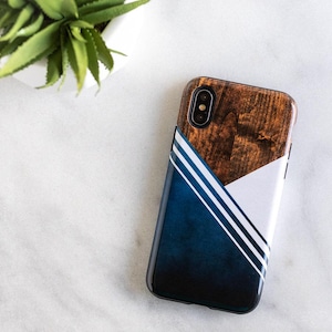 Geometrische iPhone Hülle iPhone X Hülle Geschenk für Ihn iPhone 8 Hülle iPhone 8+ iPhone 7 Handyhülle für iPhone 6S Blau Weiß 12