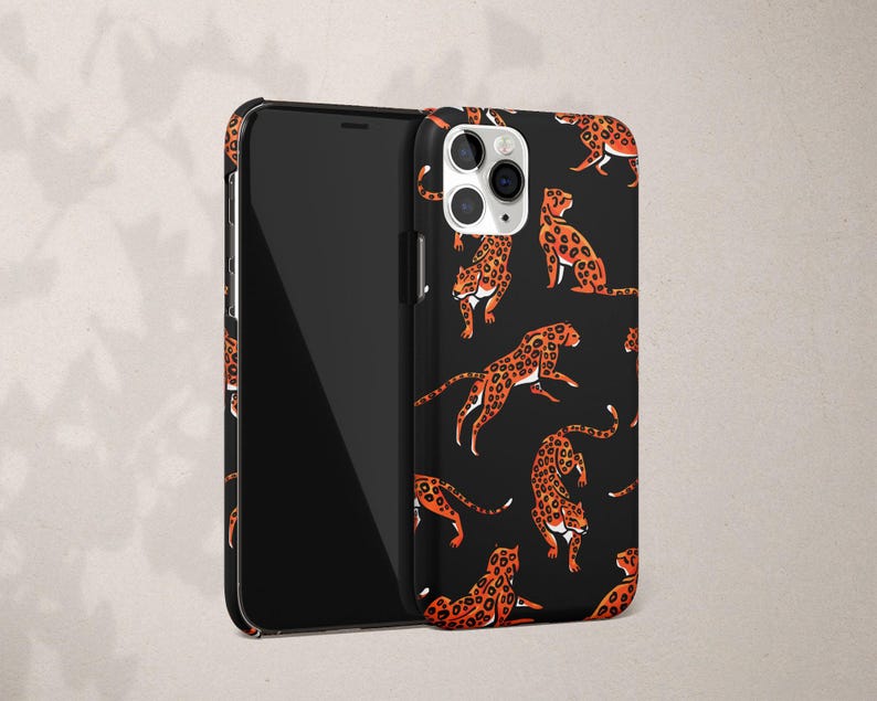 Cheetah Print Google Pixel Phone Case 10 9 XL 9a 8 Pro 7 6 Leopard Print Black Orange Gift for Animal Lover Fun Summer Phone Case image 4
