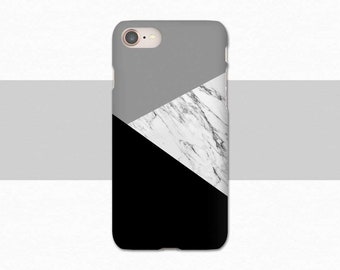 Marble iPhone X Case, iPhone 8 Plus, iPhone 8 Case, Geometric iPhone, Minimalist iPhone 7 Case, Black and Gray, Gift for Him, iPhone 6S Case
