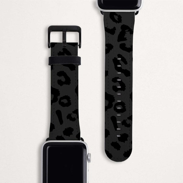 Bracelet noir à imprimé léopard pour Apple Watch Bracelet pour Apple Watch pour femme 38 mm 40 mm 42 mm 44 mm Matériau durable Cadeau iWatch Series 6 5 4 3 2 1 SE