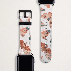 Butterfly Pattern Apple Watch Strap Butterflies Apple Watch Band 38mm 40mm 42mm 44mm Faux Leather Apple iWatch Band Series 6 5 4 3 2 1 SE