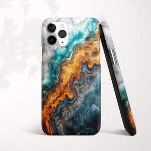 Fire and Ice Geode Magsafe-telefoonhoesje voor iPhone 16 14 Pro Max 15 16e Plus 13 Mini 12 11 XR X XS 8 SE2 abstract blauw en oranje uniek cadeau