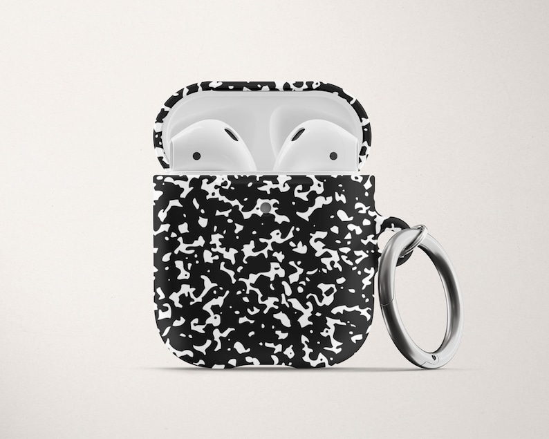 Composition Étui pour ordinateur portable AirPods Pro Motif noir et blanc Apple Air Pods Étui en plastique dur avec porte-clés Étui AirPod AirPod 1 2 image 1