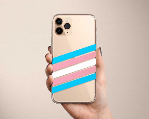 Blue Pink and White Stripes Clear Phone Case for iPhone 15 Pro Max 14 Plus 13 12 11 X Samsung Galaxy S24 Plus S23 Ultra S22 S21 LGBTQ