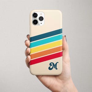 Custom Initial Retro Stripes iPhone 11 Case for iPhone 12 Pro Max Cover Apple iPhone XR X XS Max 8 Plus 7 Plus SE2 12 Mini 6S 6 12 11 Pro image 1