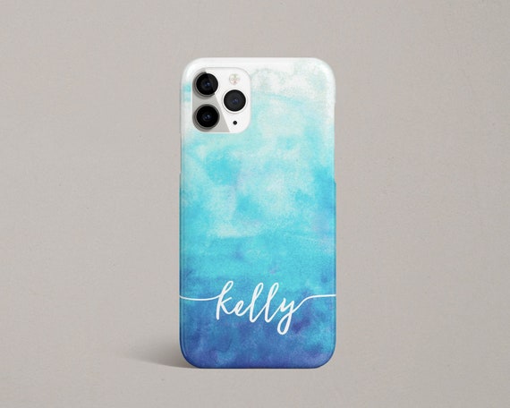 Blue Ombre Watercolor Custom Name Phone Case iPhone 12 Pro - Etsy