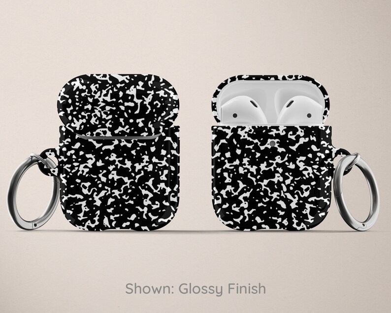Composition Étui pour ordinateur portable AirPods Pro Motif noir et blanc Apple Air Pods Étui en plastique dur avec porte-clés Étui AirPod AirPod 1 2 image 3