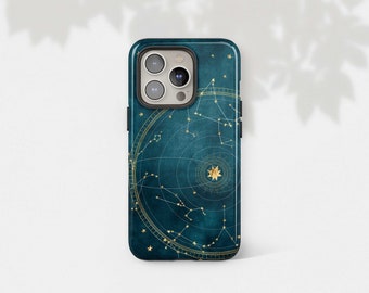 MagSafe Teal Celestial Star Phone Case for iPhone 15 Pro 14 Pro Max 15 Plus 13 Mini 12 Green Blue Space Zodiac Constellation Gift for Friend