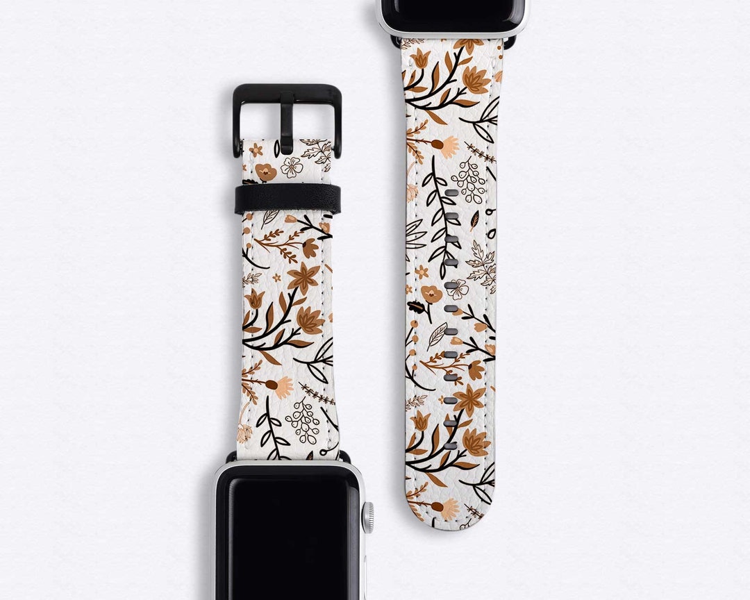 Leather Embroidery Designer Apple Watch Band Strap For iWatch Series SE  6/5/4/3/2/1