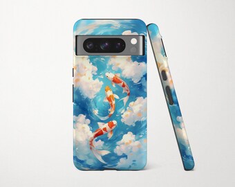 Koi Fish Phone Case for Google Pixel 10 Pro XL 9 9a 8 7 6 Swimming in the Clouds Fun Abstract Animal Art Design