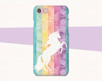 Unicorn Phone Case, Pastel Watercolor Unicorn iPhone Case, iPhone 7 Case Unicorn, Rainbow Phone Case, Rainbow iPhone Case, iPhone 6 Plus SE