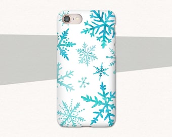 Snowflake iPhone 12 Pro Max Case Holiday Blue White Winter 11 Pro XS 8 Plus 7 Galaxy Holiday Phone Case Christmas S20 Plus Ultra S10 S9 Plus