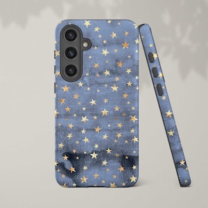 Blue Gold Stars Galaxy S21 Ultra Case Blue Samsung Galaxy S8 S7 S6 Galaxy Note 9 10 20 Case S9 Plus Pretty Phone Case S20 FE S10 S10E A51 5G