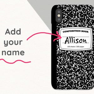Composition Notebook Custom Name iPhone Case Back to School iPhone X Case iPhone 8 Plus Case Personalized iPhone Case Custom iPhone XS Max 7 image 2