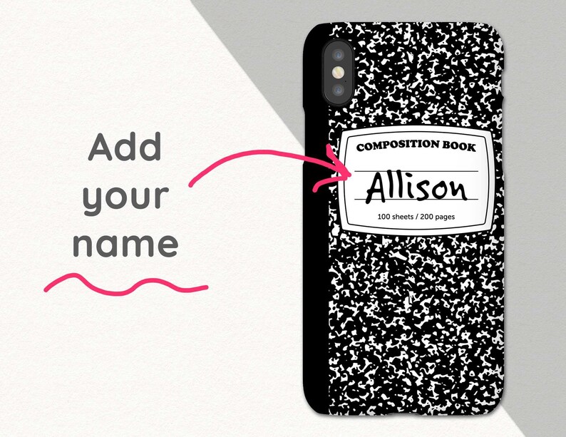 Composition Notebook Custom Name iPhone Case Back to School iPhone X Case iPhone 8 Plus Case Personalized iPhone Case Custom iPhone XS Max 7 image 2