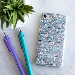 Gray Wood Floral Google Pixel 2 Phone Case, Original Google Pixel Case, Floral Google Pixel 2 XL Case, Pixel XL 2 Case, Google Pixel XL