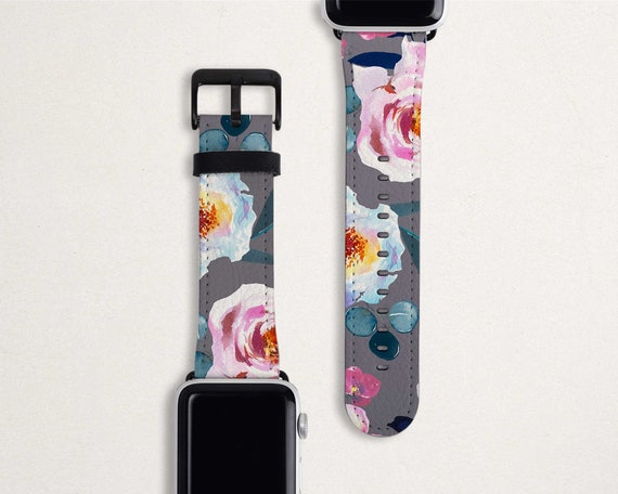 Wholesale Printed leather band for apple watch Floral fashion Wristband fit  iwatch series 6/5/4/3/2/1/SE 44mm 40mm 42mm 38mm Factory From m.
