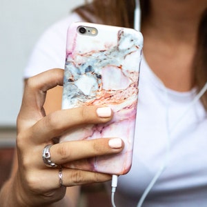 Pink Marble iPhone 8 Plus Case, iPhone 6 Plus Marble Case, iPhone 6 Case Marble, Pink iPhone 6S Plus, iPhone 7, iPhone SE Case Marble image 1