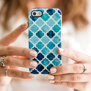 Etui na telefon Blue Ombre, wzór marokański, etui na iPhone'a 7, niebieskie etui na iPhone'a 6, etui na iPhone'a 6S, akwarelowe, etui na iPhone'a 7+, etui na 6S Plus, ładne zdjęcie 1