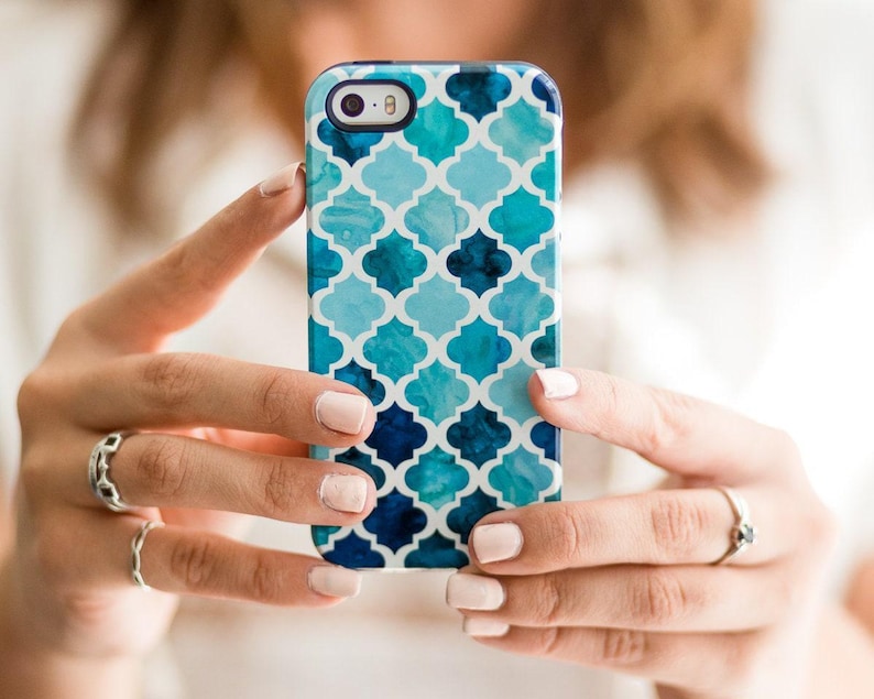 Etui na telefon Blue Ombre, wzór marokański, etui na iPhone'a 7, niebieskie etui na iPhone'a 6, etui na iPhone'a 6S, akwarelowe, etui na iPhone'a 7+, etui na 6S Plus, ładne zdjęcie 1