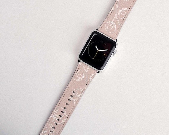 Pink Beige Floral Apple Watch Band Women display picture 3