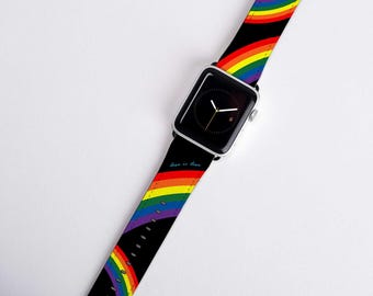 Love is Love Apple Watch Band Rainbow Watch Band Black Gay Pride LGBTQ Pride Watch Band 38mm 40mm 42mm 44mm Watch Band Series 5 4 3 2 1 LGBT