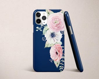 Blue iPhone X Case Floral iPhone Xs Max Case Flowers iPhone 8 Plus Case Gift for Her iPhone Case iPhone XR Case iPhone 6 Case Floral Phone 5