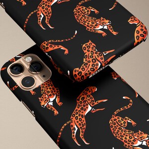 Cheetah Print Google Pixel Phone Case 10 9 XL 9a 8 Pro 7 6 Leopard Print Black Orange Gift for Animal Lover Fun Summer Phone Case image 3