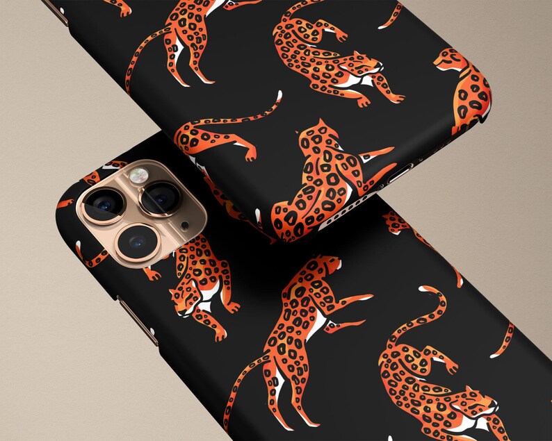 Cheetah Print Google Pixel Phone Case 10 9 XL 9a 8 Pro 7 6 Leopard Print Black Orange Gift for Animal Lover Fun Summer Phone Case image 3
