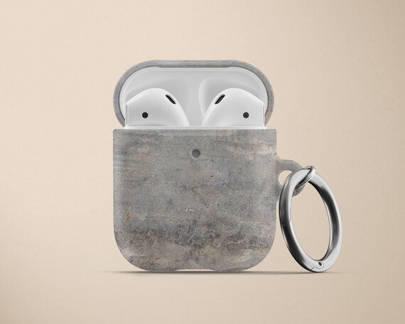 Concrete AirPod Case for Airpods Pro Hard Cover With Keychain Grey