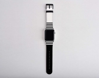 Black and White Apple Watch Band Strap iWatch Band Stripes Minimalist Watch Band 38mm 40mm 42mm 44mm Watch Band Series 6 5 4 3 2 1 SE Unisex