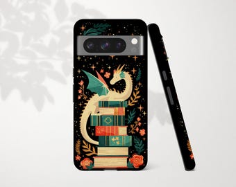 Dragon Bookish Phone Case for Google Pixel 10 Pro XL 9 9a 8 7 6 Gift for Book Lover Fantasy