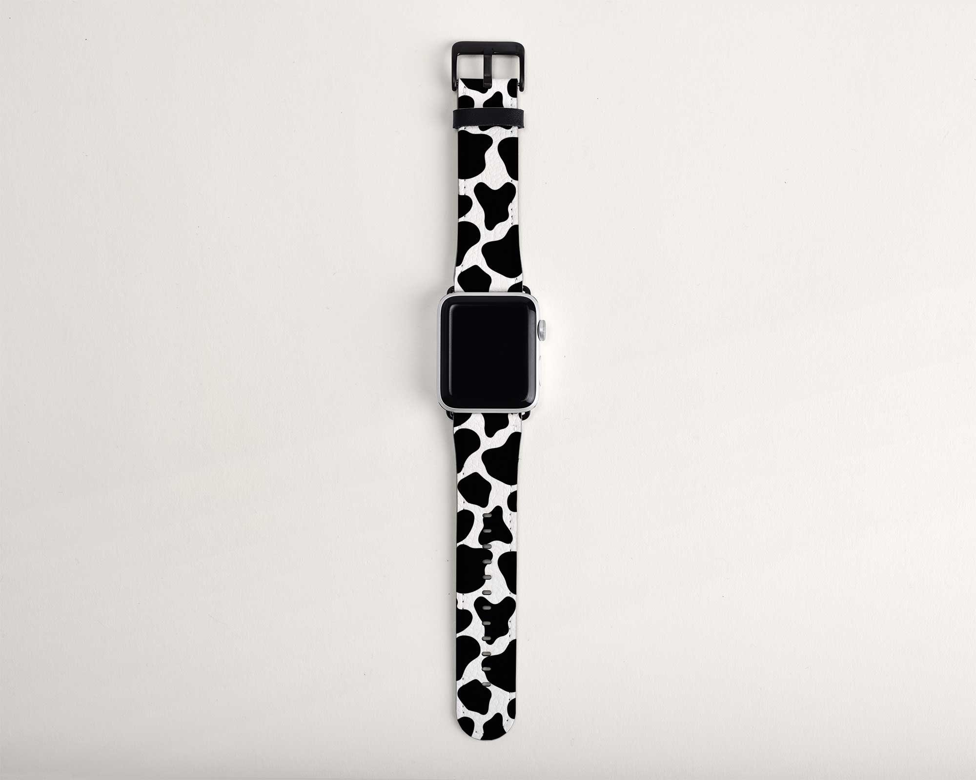 Cow Print Apple Watch Band Black and White Watch Strap 38mm 