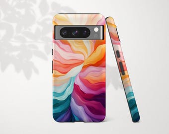 Regenbogen-Kunst-Handyhülle für Google Pixel 10, 9 XL, 9a, 8 Pro, 7, 6 – Lustiges abstraktes Pinselstrich-Malerei-Design