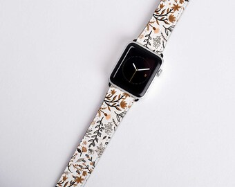 Apple Watch-band met bloem, dames 38 mm 40 mm 42 mm 44 mm Leuk vervangend horlogebandje gemaakt van kunstleer Custom Apple iWatch-serie 1 2 3 4 5 6